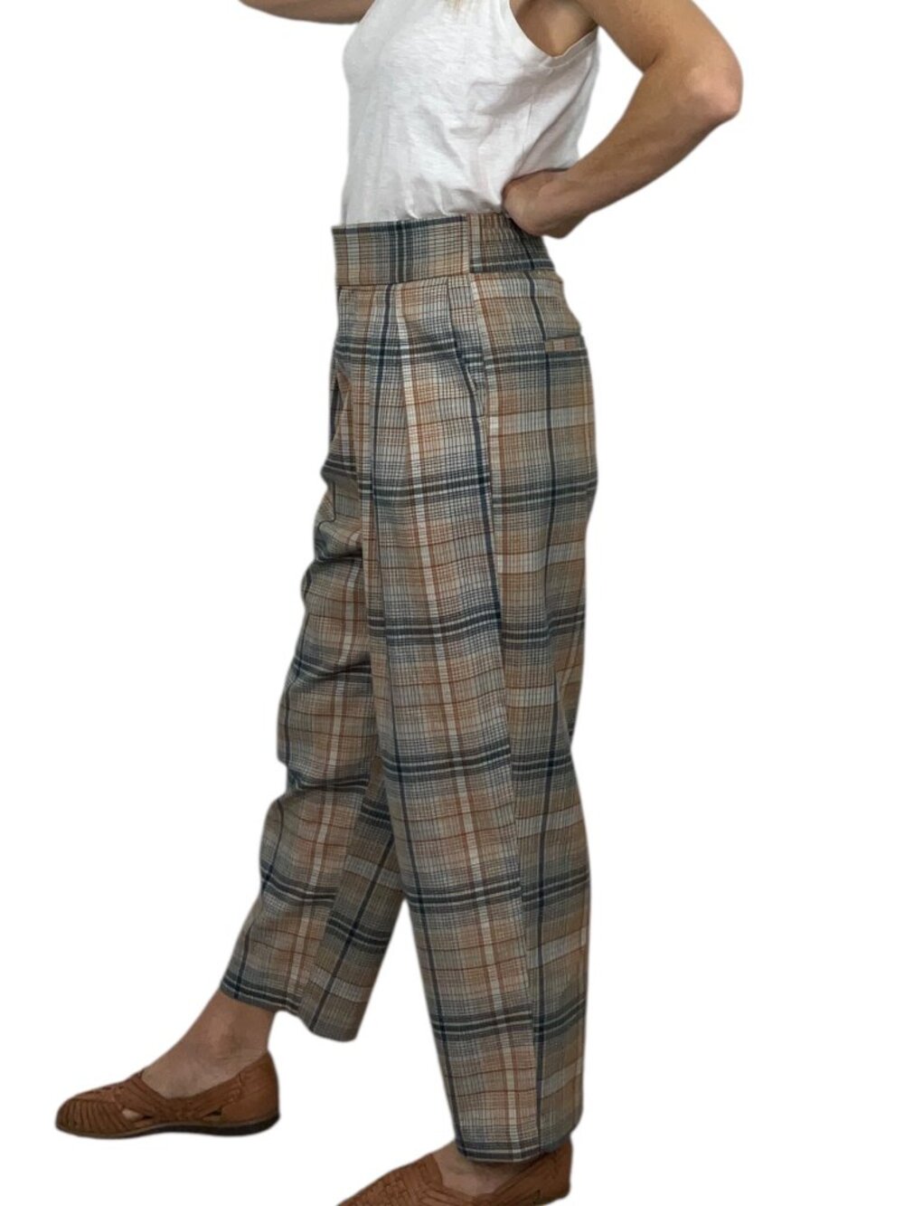 Urban Outfitters Plaid Pleated Front Trouser Pants S High Rise Academia - Picture 4 of 16